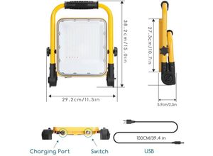 8433325213251 - Aigostar - wiederaufladbarer led-scheinwerfer 100 w austauschbare batterien kaltes licht tragbar