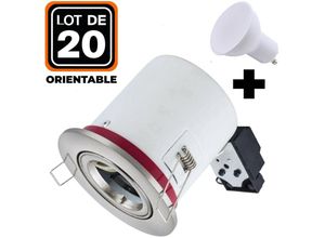 7061116646134 - Europalamp - 20 Spots bbc Orientable inox IP20 + Ampoule GU10 5W Blanc Froid + Douille