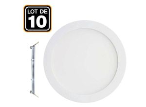 7141143764619 - Europalamp - 10 Spot Encastrable led 18W Rond Extra-Plat Blanc Chaud 3000K