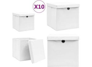 8721115476673 - Vidaxl - Aufbewahrungsboxen mit Deckeln 10 Stk 28x28x28 cm Weiß - Aufbewahrungsbox - Aufbewahrungsboxen - Home & Living - Weiß