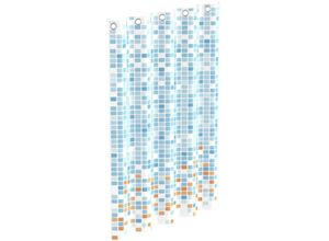 9002560799203 - Eisl - Textil Duschvorhang Motiv mosaik blau orange (180x200 cm) waschbarer Antischimmel Vorhang blickdichter Vorhang Dusche - Blau