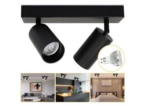 9442907568275 - Hengda LED Spotleuchte schwenkbar Retro Schwarz GU10 Deckenlampe Flur Schlafzimmer Spot 2x GU10 Fassung