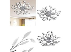 Image of Deckenlampe transparente weiße Blätterranken mit Acryl-Blättern 5x E14 - Deckenlampen - Deckenlampe - Home & Living