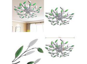 Image of Deckenlampe güne und weiße Blätterranken mit Acryl-Blättern 5x E14 - Deckenlampen - Deckenlampe - Home & Living