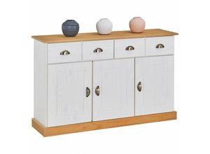 4016787841459 - - Sideboard paris aus massiver Kiefer in weiß braun mit 2 Schubladen und 3 Türen