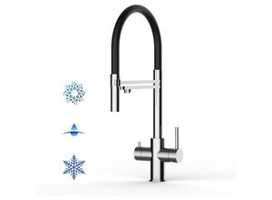 8055765121592 - 5 Wege Wasserhahn Edelstahl Massiv Kuechenarmatur mit Schwarz 360 schwenkbarem Auslauf und abnehmbare 2 strahl Handbrause - Edelstahl Hochglanz 8055765121592 - 5 Wege Wasserhahn Edelstahl Massiv Kuechenarmatur mit Schwarz 360 schwenkbarem Auslauf und abnehmbare 2 strahl Handbrause - Edelstahl Hochglanz