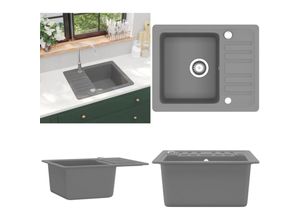 8721115437728 - Vidaxl - Granitspüle Einzelbecken Grau - Spülbecken - Küchenspüle - Home & Living - Grau