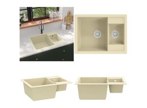 8721115438312 - Küchenspüle mit Überlauf Doppelbecken Beige Granit - Spülbecken - Küchenspüle - Home & Living - Beige