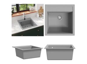 8721115438596 - Granit-Küchenspüle Einzelbecken Grau - Spülbecken - Küchenspüle - Home & Living - Grau