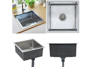 8721115438107 - Vidaxl - Handgefertigte Küchenspüle Edelstahl - Küchenspüle - Küchenspülen - Home & Living - Silber