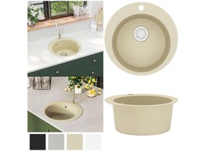 8721115438688 - Vidaxl - Granitspüle Einzelbecken Rund Beige - Spülbecken - Küchenspüle - Home & Living - Beige