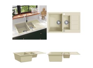 8721115438657 - Vidaxl - Granitspüle Doppelbecken Beige - Spülbecken - Küchenspüle - Home & Living - Beige