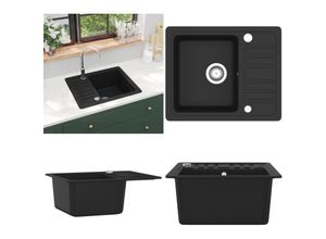 8721115437483 - Vidaxl - Granitspüle Einzelbecken Schwarz - Spülbecken - Küchenspüle - Home & Living - Schwarz