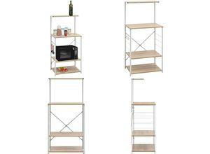 8721115480021 - Vidaxl - Mikrowellenregal Weiß Eiche-Optik 60x396x123 cm Holzwerkstoff - Küchenschrank - Küchenschränke - Home & Living - Weiß