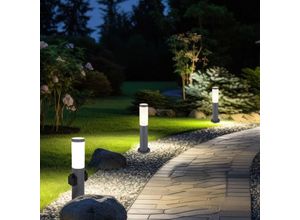 9007371498932 - - Stehlampe Außenleuchte mit Steckdose Edelstahl Sockellampe Gartenlampe Wegeleuchte anthrazit E27 Fassung DxH 127x45 cm 3er Set