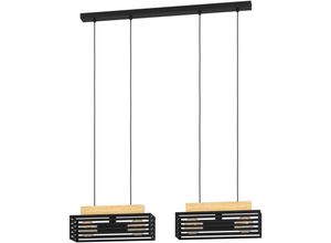 9008606242740 - Eglo - Hängelampe Cidraz Esstisch Pendelleuchte 4-flammig Industrial Esszimmerlampe FSC100HB Holz in Natur und Metall in Schwarz Hängeleuchte