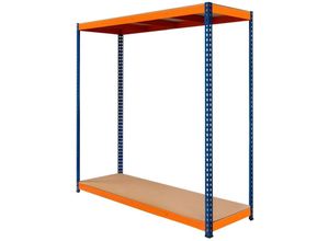 5055986190189 - Monster Racking - Lagerregal S-Rax Regal 2 Böden 180 x 180 x 60cm Schwerlaststahl 300kg Kapazität pro Fach Verstellbare Böden & Schraubenlos Lager