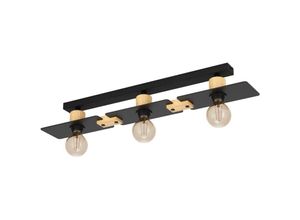 9002759437510 - Deckenleuchte Bramerton 3-flammige Deckenlampe Wohnzimmerlampe aus natürlichem Holz und Metall in schwarz FSCM70HB Deckenbeleuchtung Wohnzimmer