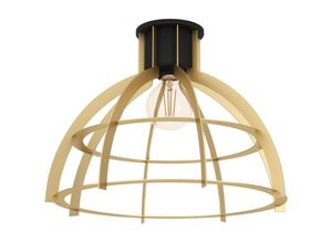 9002759437664 - Deckenlampe Stillington runde Deckenleuchte aus Stahl in schwarz und gold Wohnzimmerlampe im Vintage und Retro Design Lampe Decke Wohnzimmer