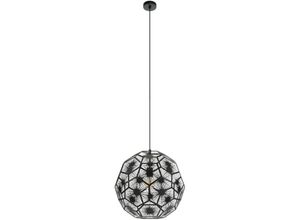 9002759396190 - Eglo - Pendelleuchte Skoura edle Hängelampe für Wohnzimmer und Esstisch hängende Design-Esszimmerlampe aus Metall in schwarz E27 Fassung ∅ 50 cm