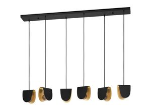 9008606242726 - Eglo - Hängelampe Serenara Pendelleuchte Esstisch 6-flammig Esszimmerlampe aus Metall in Schwarz und Gold Hängeleuchte mit E27 Fassung l 138 cm