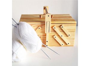 8711295217876 - Excellent - Nähkasten Nähbox Nähkiste mit 5 Fächern Nähkästchen Kiefernholz 30 x 185 cm