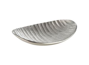 9008606245642 - EGLO LIVING Dekoschale Forleyet elegante Schale zum Dekorieren Dekoteller handmade im Wellendesign Metallteller aus Aluminium in Silber 32 x 23 cm