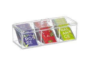 4052025386764 - Teebox Teeaufbewahrungsbox mit 3 Fächern hbt 9 x 23 x 95 cm Kunststoff Vorratsbox mit Deckel transparent - Relaxdays 4052025386764 - Teebox Teeaufbewahrungsbox mit 3 Fächern hbt 9 x 23 x 95 cm Kunststoff Vorratsbox mit Deckel transparent - Relaxdays