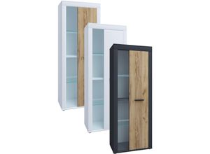 4051814435089 - Holz Kommode Sideboard mit Drehtüren Highboard mit einer Glastür Maße ca H 159 x B 60 x T 35 cm - Usilo 4051814435089 - Holz Kommode Sideboard mit Drehtüren Highboard mit einer Glastür Maße ca H 159 x B 60 x T 35 cm - Usilo