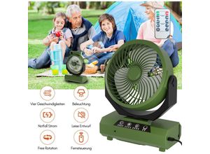 9442907594991 - Tragbarer wiederaufladbarer Ventilator - 20000mAh Camping-Ventilator mit Licht und Haken geeignet für Zelte im Freien - USB-batteriebetriebener