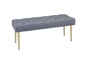 4255633520760 - Homcom - Sitzbank Bettbank Polsterbank in Samtoptik Schlafzimmerbank Schminkbank mit Stahlbeine für Wohnzimmer Hellgrau Gold 115 x 46 x 49 cm