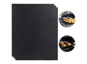 4052025265854 - Bbq Grillmatte 3er Set Antihaft-Beschichtung zuschneidbar wiederverwendbar 03 mm dick  40x50 cm schwarz - Relaxdays