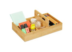 4052025261252 - Schreibtisch Organizer aus Bambus Stiftehalter für Büro und Zuhause 5 Fächer hbt 125x325x205 cm natur - Relaxdays