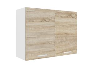 4051814422867 - Küchenschrank Breite 80 cm Holztür Hängeschrank Küche Küchenmöbel Esilo (Farbe Weiß   Sonoma-Eiche)