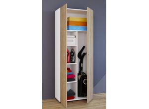 4051814351891 - Ebuy24 - Vandol IIkombi Universalschrank Reinigungsschrank 2 Türen WeißSonoma-Eiche dekor - Weiß