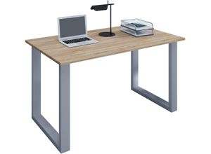 4051814378508 - Holz Schreibtisch Computertisch Lona U Alu Silber (Farbe Sonoma-Eiche B 80 x H 76 x T 50 cm)