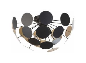 4251682247320 - Beliani - Deckenlampe außen Schwarz   innen Gold 3-flammig Schirm aus dekorativen Metallplatten matte Oberfläche halbkreisförmig Moderner Stil - Gold