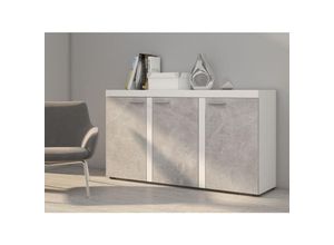 5906601405525 - Sideboard Alvor Anrichte Kommode 3 Türen 1488 cm 3F Weiß Beton - Furnix