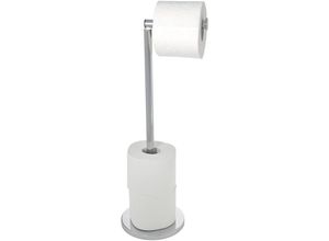 4008838332306 - Stand Toilettenpapierhalter 2 in 1 Edelstahl Glänzend 2er Set Silber glänzend Edelstahl rostfrei glänzend - silber glänzend - Wenko