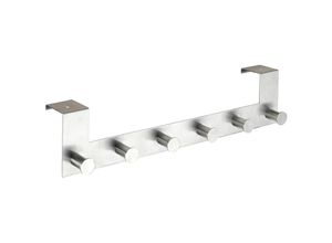 4008838167625 - Türgarderobe Edelstahl Celano 6 Haken für Türfalzstärken bis 4 cm Silber matt Edelstahl rostfrei matt - silber matt - Wenko