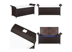 8721114600475 - Vidaxl - Truhenbank mit Polster 138 cm Poly Rattan Braun - Bank - Bänke - Home & Living - Braun