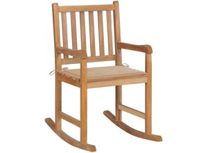 8720286266847 - Schaukelstuhl mit Beige Kissen Massivholz Teak vidaXL - Braun