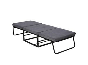 4251774966764 - 2-in-1 Schlafsofa auch als Hocker grau 192 x 68 x 37 cm (LxBxH) Klappbett Gästebett Sofa Hocker Gästesofa