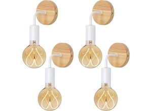 6926826307311 - Comely - 4er-Set Wandleuchten Innen Holz Wandleuchten E27 Wandleuchte für Wohnzimmer Schlafzimmer - Weiß (Ohne Glühbirne)