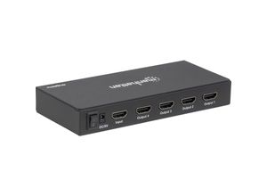 0766623207805 - HDMI Splitter 4-Port  4K@60Hz Displays output from x1 HDMI source to x4 HD displays (same output to four displays) AC Powered (cable 12m) Black Three Year Warranty Retail Box - Video- Audio-Splitter - 4 Anschlüsse