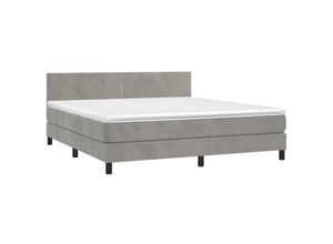 8720287378150 - Bonnevie - BoxspringbettDoppelbett mit Matratze & led Hellgrau 160x200 cm Samt vidaXL