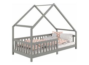 4016787713527 - - Hausbett cora in 90 x 200 cm aus massiver Kiefer mit Rausfallschutz in grau