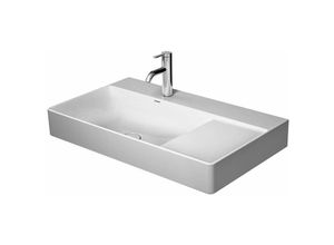 4053424611495 - DuraSquare Waschtisch Möbel-Waschtisch asymmetrisch 80x47cm 1 Hahnloch ohne Überlauf mit Hahnlochbank Becken links Farbe Weiß - 2348800041