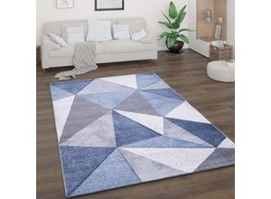 4061981191251 - Paco Home - Teppich Wohnzimmer Kurzflor Vintage Abstrakt Modern Geometrisch Rautenmuster 160x220 cm Blau 4061981191251 - Paco Home - Teppich Wohnzimmer Kurzflor Vintage Abstrakt Modern Geometrisch Rautenmuster 160x220 cm Blau