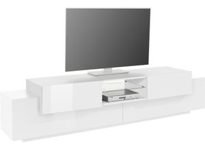 4068222555513 - Lowboard INOSIGN CoroLowboardTV-KommodeTV-MöbelTV-Bank Sideboards Gr B H T 220 cm x 51 cm x 45 cm weiß Lowboards mit 2 Klappen Türen 1 Glasboden Breite 220